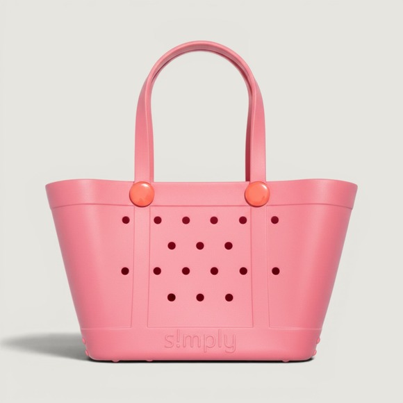 Simply Southern Handbags - Simply Southern Simply Tote Bag Pink Rubber Waterproof Beach Bag Small Medium
